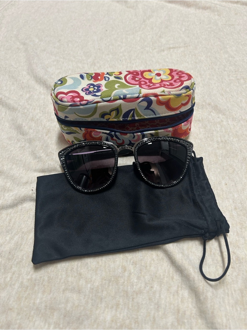 Jimmy Crystal New York Swarovski Crystal Sunglasses with Vera Bradley Case